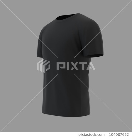 Blank black shirt mockup template, front and back view, isolated on white plain t-shirt mockup. Sweater t-shirt design presentation for printing. 3d illustration 104087632