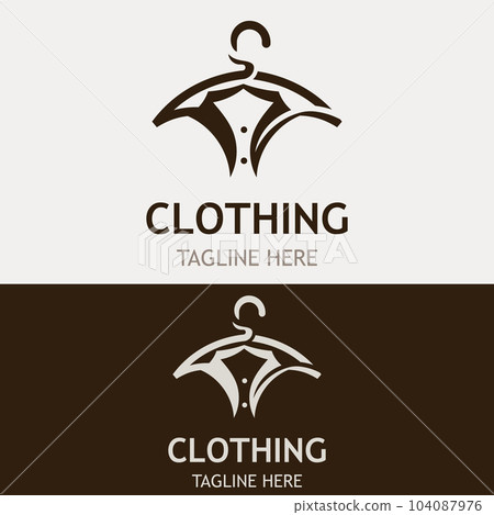 clothing store logo design with hanger, vector illustration in