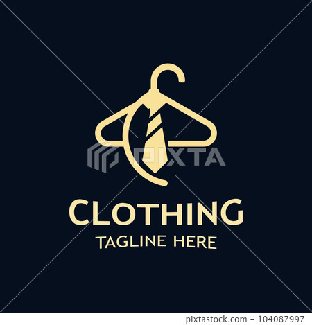 clothing store logo design with hanger, vector illustration in