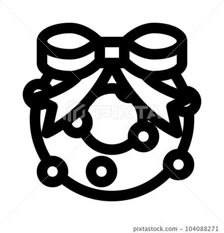 代表聖誕節、花圈的線條樣式圖標 104088271