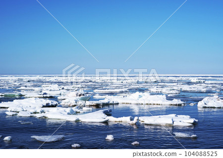 Severe winter, Okhotsk's blue sea and drift ice, Hokkaido Severe winter, Okhotsk's blue sea and drift ice, Hokkaido 104088525