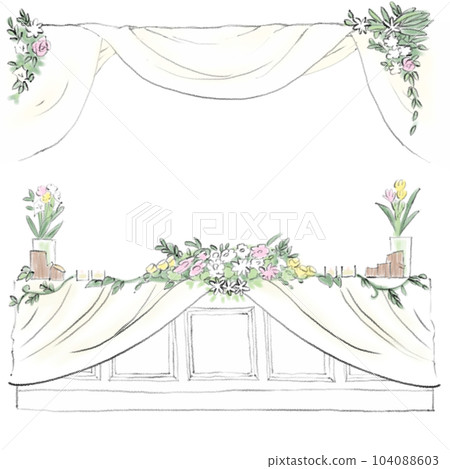 Image illustration of the main table of the wedding hall Image illustration of the main table of the wedding hall 104088603