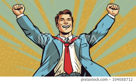 Guts pose businessman illustration "AI generated image" 104088712