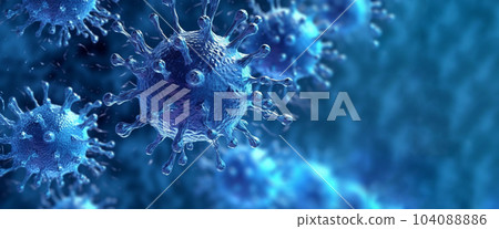 Corona virus picture on an abstract background. The concept of pandemic, disease, viral infections 104088886