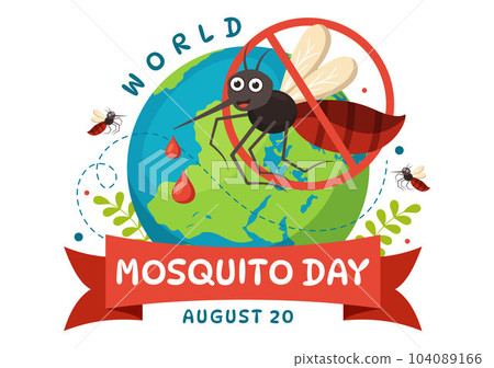 World Mosquito Day Vector Illustration on 20 August with Midge Can Cause Dengue Fever and Malaria in Flat Cartoon Hand Drawn Background Templates 104089166