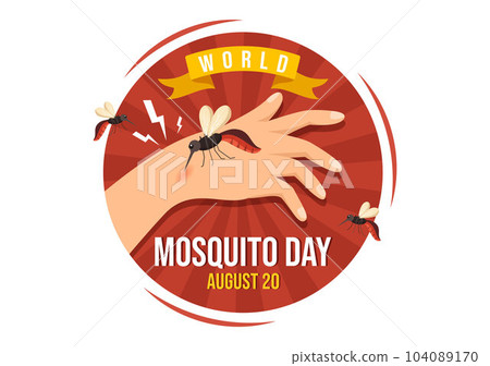 World Mosquito Day Vector Illustration on 20 August with Midge Can Cause Dengue Fever and Malaria in Flat Cartoon Hand Drawn Background Templates 104089170