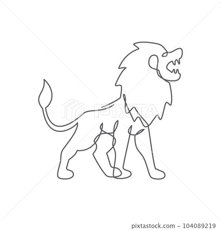 Lion One line drawing on white background 104089219