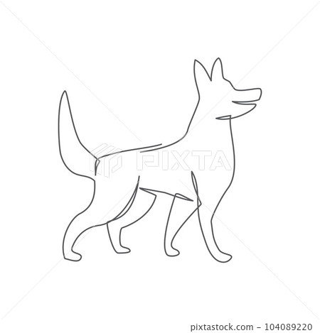 Dog One line drawing on white background Dog One line drawing on white background 104089220