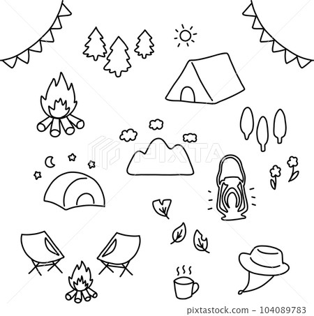 露營插圖線描集 104089783