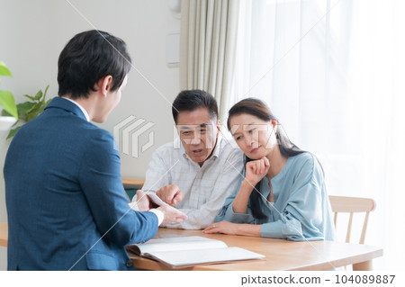 Senior couple thinking about buying real estate Senior couple thinking about buying real estate 104089887