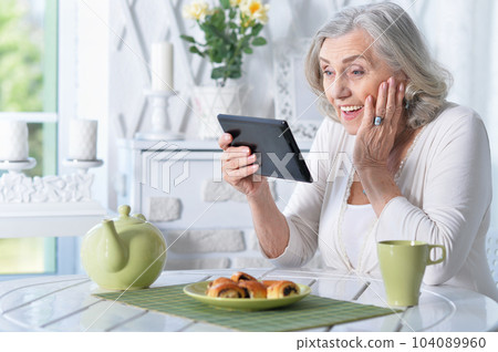 Portrait of senior woman with tablet pc Portrait of senior woman with tablet pc 104089960