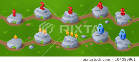 Game level indicator to select on map ui interface Game level indicator to select on map ui interface 104089961