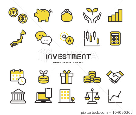 與投資和股票/金錢/基金相關的圖標矢量圖素材 104090303