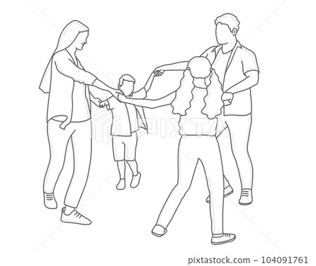 Family, mom, dad, son, daughter holding hands together. Family, mom, dad, son, daughter holding hands together. 104091761