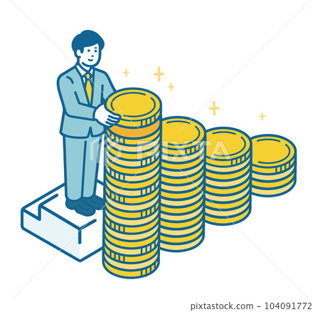 businessman stacking coins 104091772
