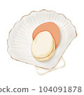 Fresh scallop shell. Seafood.The menu design element of a fish restaurant, market or store. 104091878