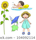 Summer children and sunflowers with morning glory 104092114