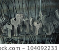 Many key chains for copy key on locksmith shop. 104092233