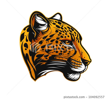 Cartoon leopard mascot, vector jaguar or cheetah wild cat animal character. AI generated tattoo, african safari, hunting club or sport team mascot of yellow leopard with black spots camouflage pattern Cartoon leopard mascot, vector jaguar or cheetah wild cat animal character. AI generated tattoo, african safari, hunting club or sport team mascot of yellow leopard with black spots camouflage pattern 104092557