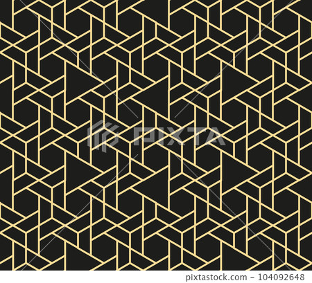 The geometric pattern with lines. Seamless vector background. Gold and black texture. Graphic modern pattern. Simple lattice graphic design The geometric pattern with lines. Seamless vector background. Gold and black texture. Graphic modern pattern. Simple lattice graphic design 104092648