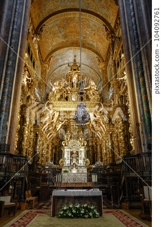 Gold Altar in the Santiago de Compostela Cathedral, Galicia, Spain 104092761