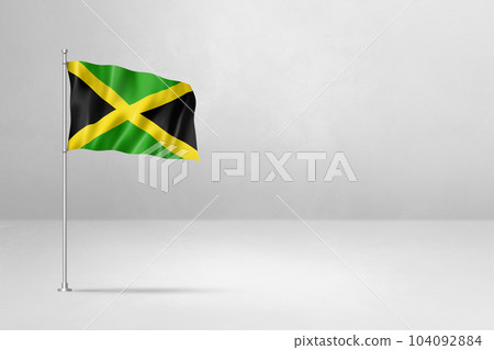 Jamaican flag isolated on white concrete wall background 104092884