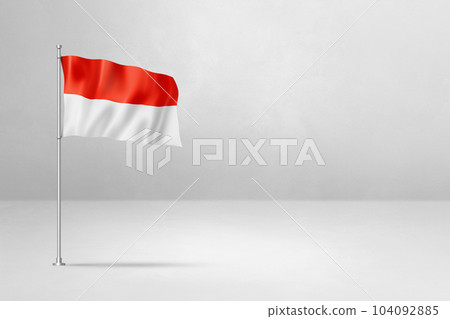 Monaco flag isolated on white concrete wall background 104092885