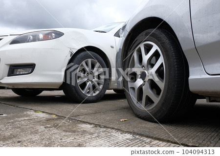 Loss Adjuster Insurance Agent Inspecting Damaged Car. Loss Adjuster Insurance Agent Inspecting Damaged Car. 104094313