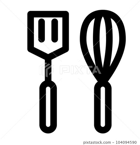 Line style icons representing cooking, spatula and whisk Line style icons representing cooking, spatula and whisk 104094590