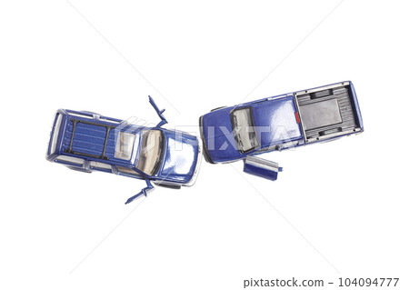Car crash accident isolated on whie background top view insurance concept. Car crash accident isolated on whie background top view insurance concept. 104094777