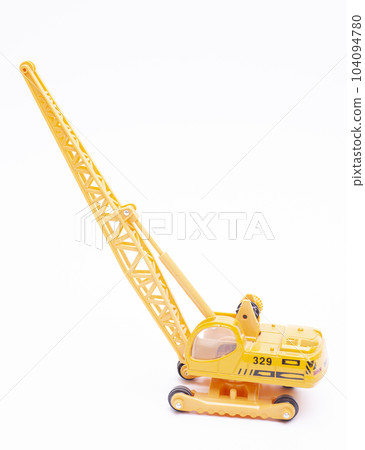 building crane construction machinery toy isolated on white background building crane construction machinery toy isolated on white background 104094780