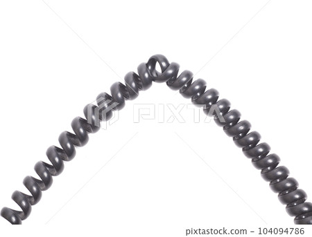 Black spiral telephone cord isolated on white background Black spiral telephone cord isolated on white background 104094786