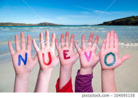 Children Hands Building Word Nuevo, Ocean And Sea 104095138