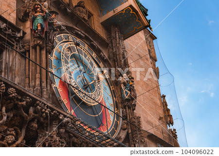 The medieval astronomical clock in the Old Town square in Prague, Czechia 104096022