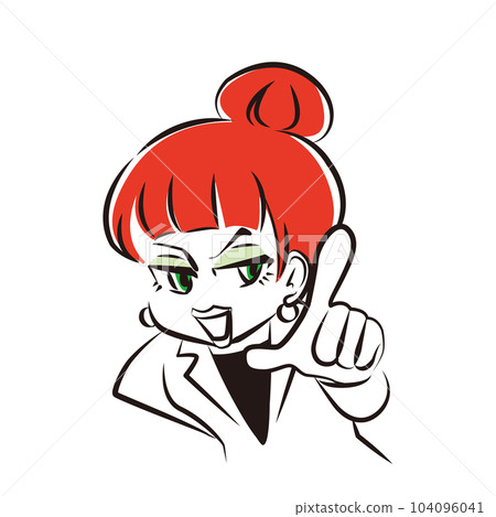 Upper body of a woman with strong pressure pointing and complaining Upper body of a woman with strong pressure pointing and complaining 104096041