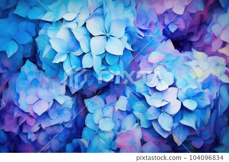 Blue and purple of Hydrangea flowers. Generative AI Blue and purple of Hydrangea flowers. Generative AI 104096834
