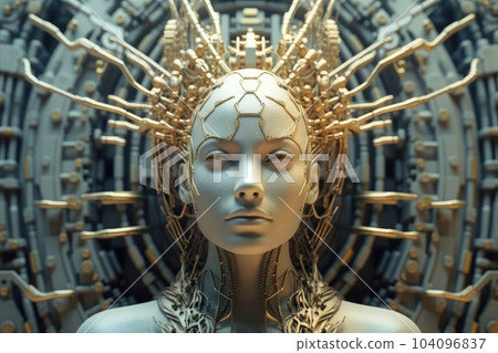 Dream of the machine, science fiction female artificial intelligence. Generative AI Dream of the machine, science fiction female artificial intelligence. Generative AI 104096837
