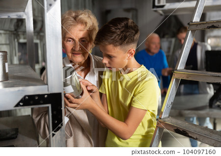 Grandparents and kids in escape room Grandparents and kids in escape room 104097160