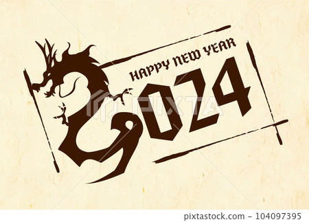 Year of the Dragon New Year's card template 2024 Dragon AD New Year New Year's Day New Year's card 104097395