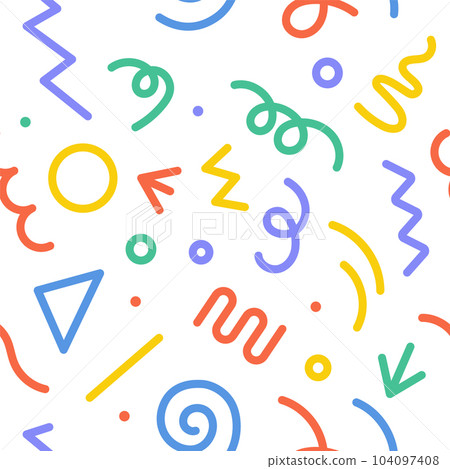 Abstract pattern doodle shape fun kid background. Vector color doodle line children party geometric 104097408