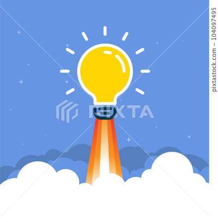Light bulb idea insight rocket launch concept background. Lightbulb vector design cartoon unique Light bulb idea insight rocket launch concept background. Lightbulb vector design cartoon unique 104097495
