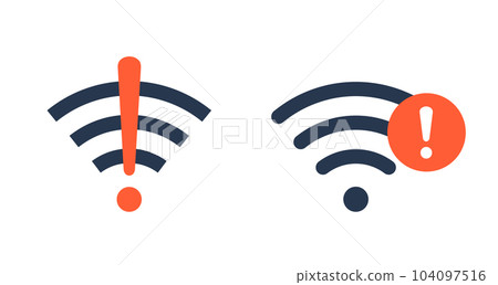 Wifi bad connection problem icon. Lost network wifi error internet vector warning concept. Wifi 104097516