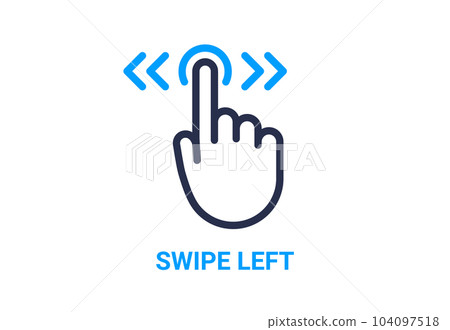 Swipe hand finger vector icon. Drag swipe touch arrow tap action mobile screen symbol finger gesture 104097518