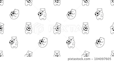 bear polar seamless pattern sport football soccer teddy doodle cartoon vector gift wrapping paper tile background repeat wallpaper scarf isolated illustration design 104097605