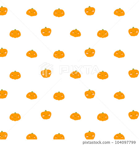 Seamless pattern with cute pumpkins. Vector illustration. Flat style. Kids Halloween print with pumpkins. 104097799