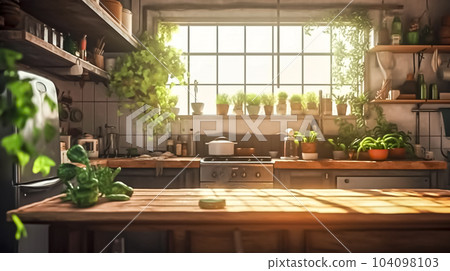 For Zoom background (retro kitchen) 104098103