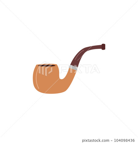 Vintage pipe for tobacco smoking, cartoon flat vector illustration isolated on white background. Vintage pipe for tobacco smoking, cartoon flat vector illustration isolated on white background. 104098436