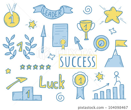 Leadership and success hand drawn set Leadership and success hand drawn set 104098467