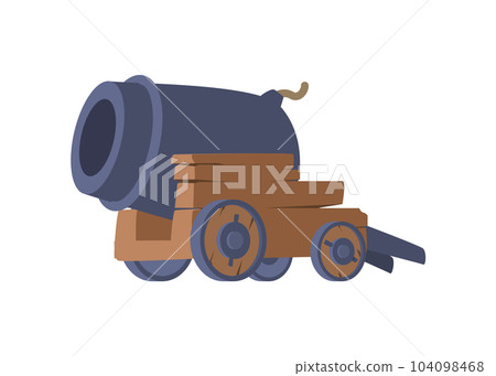 Big cannon from pirate ship flat style, vector illustration Big cannon from pirate ship flat style, vector illustration 104098468