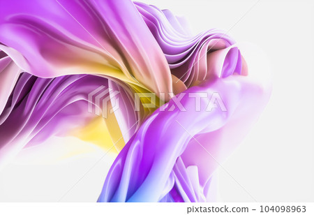 Abstract geometric crystal background with iridescent holographic texture. curve. cloth. 3d rendering. 104098963